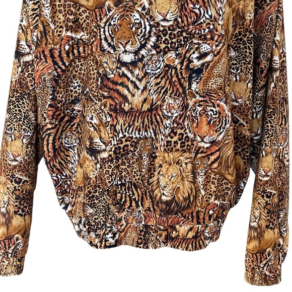 Vintage The Shell Game Animal Print Bomber Jacket Womens Size M Oversized Unisex - Picture 8 of 10